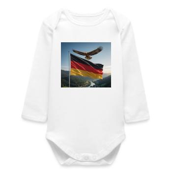 Eagle above the German flag - Baby Organic Long-Sleeved Bodysuit - white - Front