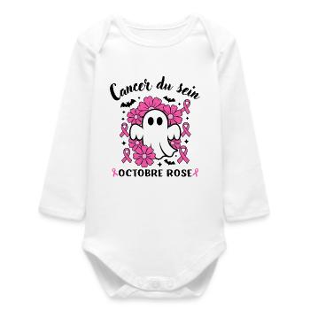 Ruban de sensibilisation au cancer du sein Hallowe - Body bébé manches longues biologique - blanc - Devant