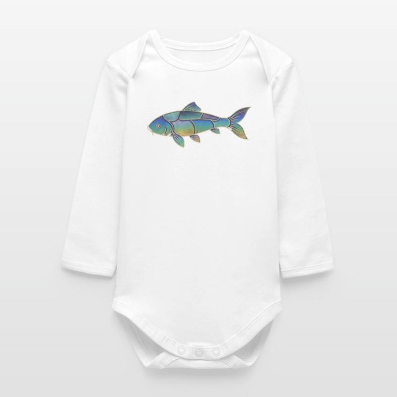 Gradient Pattern Iridescent Koi Fish Baby Organic Long-Sleeved Bodysuit