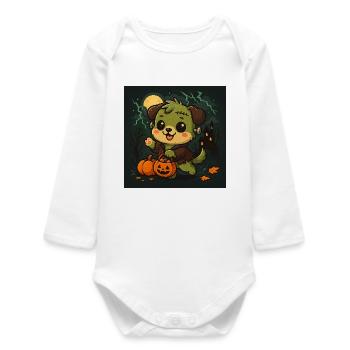 Frankenpawe Halloween Friend Dog Chibi Kawaii - Baby Organic Long-Sleeved Bodysuit - white - Front