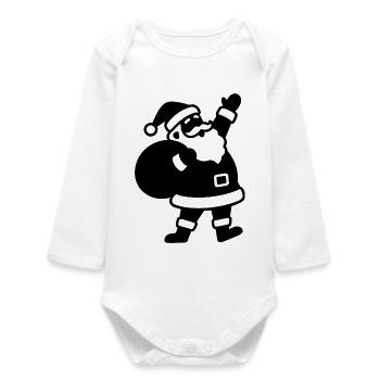 Santa Claus with gift bag - Baby Organic Long-Sleeved Bodysuit - white - Front