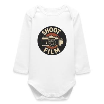 Shoot Film Retro Camera - Baby Organic Long-Sleeved Bodysuit - white - Front
