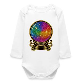 Rainbow Crystal Ball Glamour | Crystal ball - Baby Organic Long-Sleeved Bodysuit - white - Front