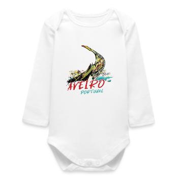 Colorful bow moliceiro boat lagoon of Aveiro - Baby Organic Long-Sleeved Bodysuit - white - Front