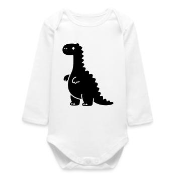 Dino Silhouette Print - Baby Organic Long-Sleeved Bodysuit - white - Front