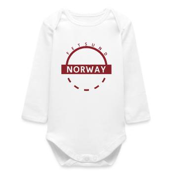 Emblème rond de la Norvège avec le nom du pays - Body bébé manches longues biologique - blanc - Devant