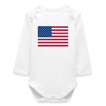 Dark Red American Flag - Baby Organic Long-Sleeved Bodysuit - white - Front