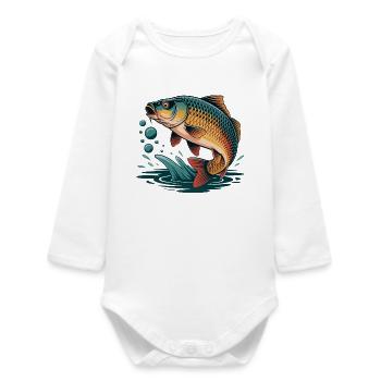 Jumping Carp - Baby Organic Long-Sleeved Bodysuit - white - Front