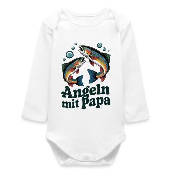 Fishing with Dad - Baby Organic Long-Sleeved Bodysuit - white - Front