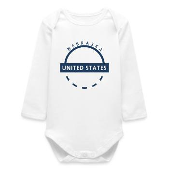 Nebraska USA Bow Stamp - Baby Organic Long-Sleeved Bodysuit - white - Front
