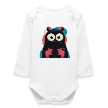 Monstre néon kawaii - Body bébé manches longues biologique - blanc - Devant