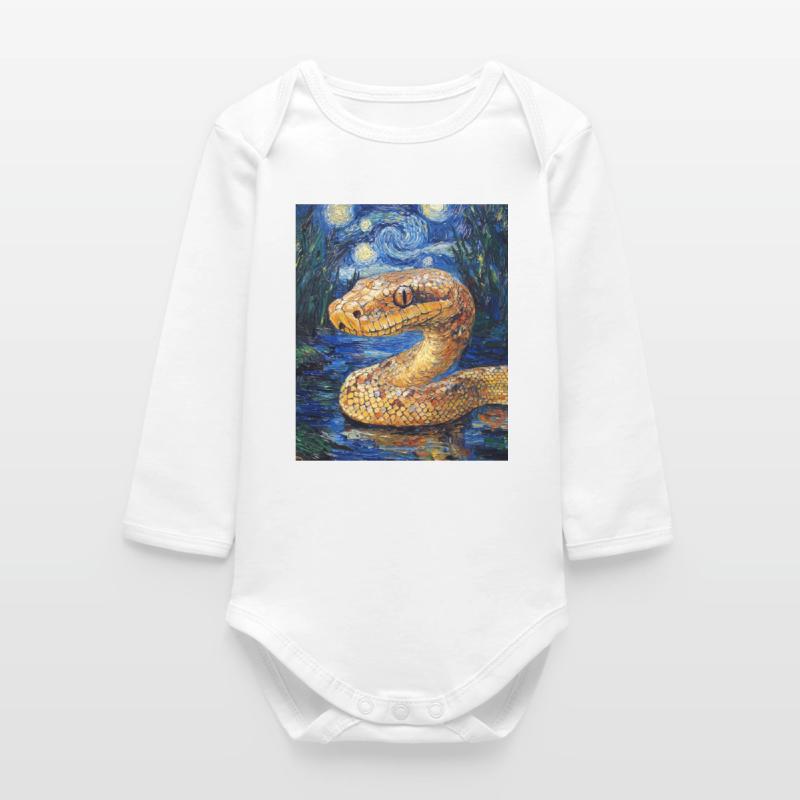 Snake Python Van Gogh Style Starry Night Baby Organic Long-Sleeved Bodysuit