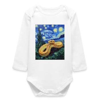 Snake Python Van Gogh Style Starry Night - Baby Organic Long-Sleeved Bodysuit - white - Front