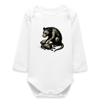 Rat mother and offspring vintage - Baby Organic Long-Sleeved Bodysuit - white - Front