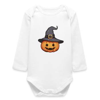 pumpkin, pumpkin for Halloween - Baby Organic Long-Sleeved Bodysuit - white - Front