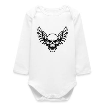 Crâne avec des ailes - Body bébé manches longues biologique - blanc - Devant