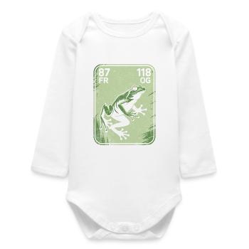 Frog Vintage Postcard Green - Baby Organic Long-Sleeved Bodysuit - white - Front