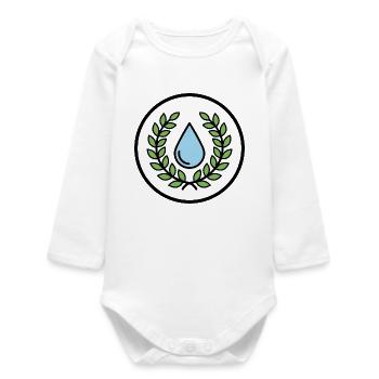 Water Drops with Leaf Wreath - Baby Organic Long-Sleeved Bodysuit - white - Front