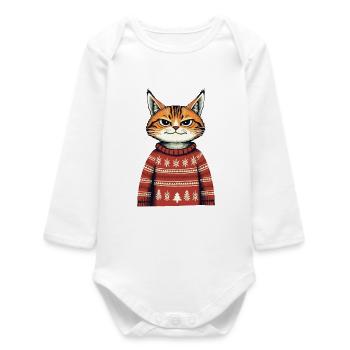 Chat de Noël - Body bébé manches longues biologique - blanc - Devant