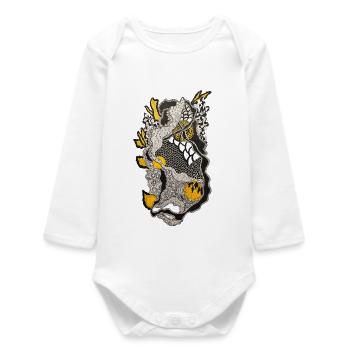 Organic Contrast Pattern Yellow Black - Baby Organic Long-Sleeved Bodysuit - white - Front