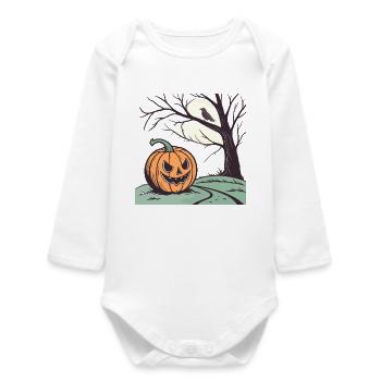 Kürbis Halloween - Baby Organic Langarmbody - Weiß - Vorne