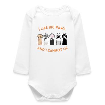Big Paws Funny Pet Shirt - Baby Organic Langarmbody - Weiß - Vorne
