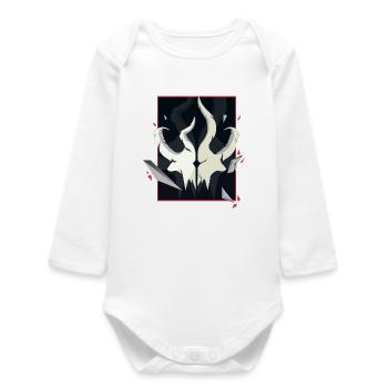 Crâne cornu – Édition Accent Rouge - Body bébé manches longues biologique - blanc - Devant