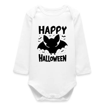 Bat Halloween Costume Happy Halloween - Baby Organic Long-Sleeved Bodysuit - white - Front