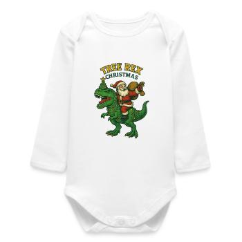 Noël - Tree Rex Christmas - Baby Organic Long-Sleeved Bodysuit - white - Front