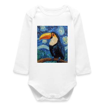 Toucan Oiseau Style Van Gogh - Body bébé manches longues biologique - blanc - Devant