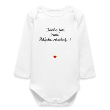 Heart, thank you, helpfulness - Baby Organic Long-Sleeved Bodysuit - white - Front