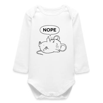 Nope Mouse | Cheeky middle finger statement - Baby Organic Long-Sleeved Bodysuit - white - Front