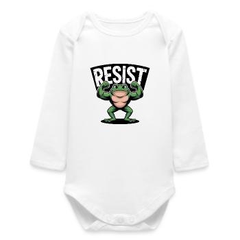 Portland Resistance Frog - T-Shirt de protestation États-Unis - Body bébé manches longues biologique - blanc - Devant