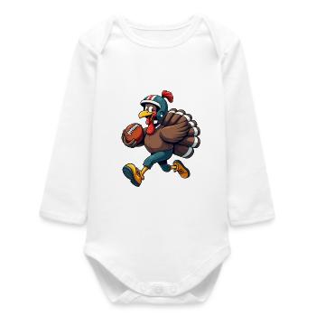 Thanksgiving Football Turquie - Body bébé manches longues biologique - blanc - Devant