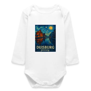 Duisburg Night on the Rhine - Baby Organic Long-Sleeved Bodysuit - white - Front