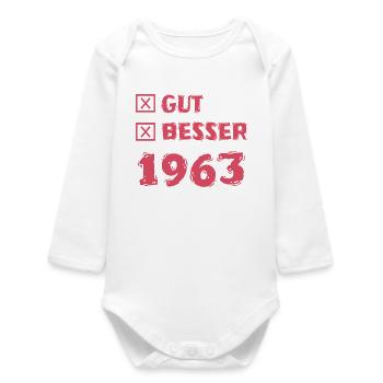 Year 1963 - Baby Organic Long-Sleeved Bodysuit - white - Front