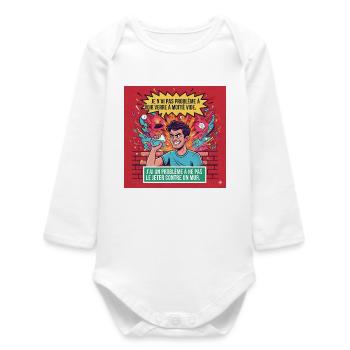 Glas gegen Wand, Retro-Humor - Baby Organic Langarmbody - Weiß - Vorne