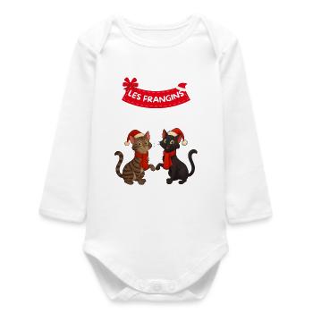 The Brothers, 2 Christmas Cats - Baby Organic Long-Sleeved Bodysuit - white - Front