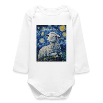 Mouton style Van Gogh Nuit étoilée - Body bébé manches longues biologique - blanc - Devant