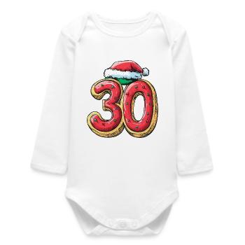 30 Number Biscuit Christmas - Baby Organic Long-Sleeved Bodysuit - white - Front