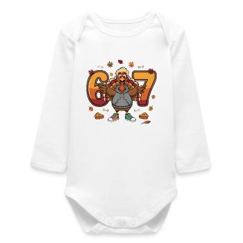 Thanksgiving Turquie Sweat à capuche des années 60 - Body bébé manches longues biologique - blanc - Devant