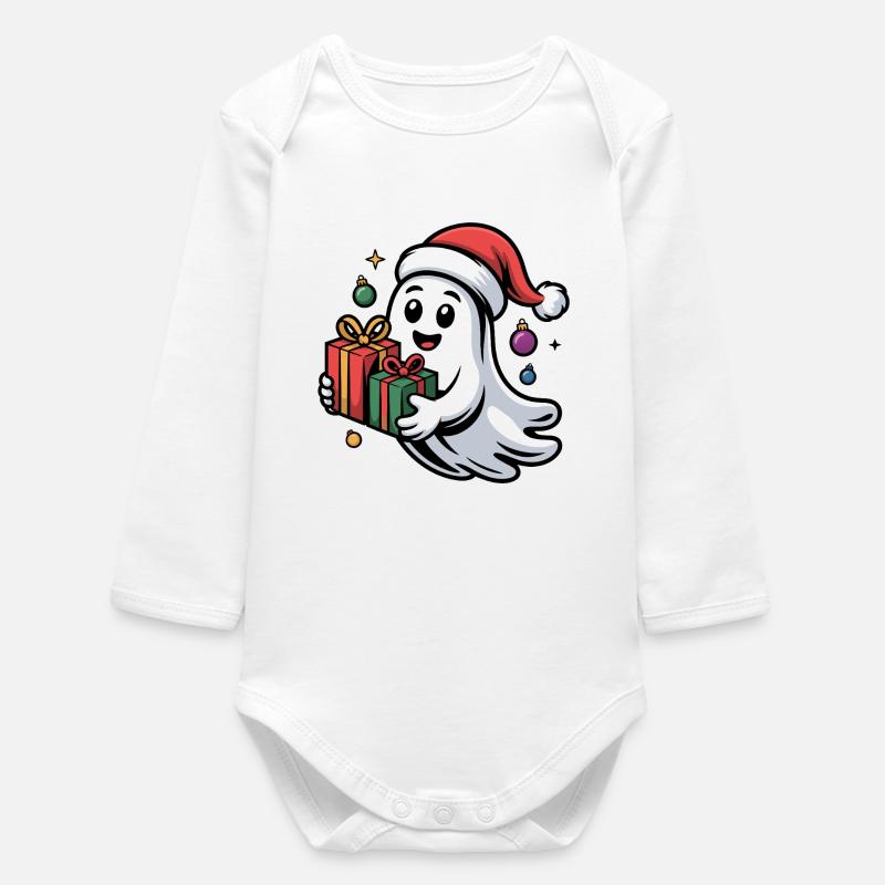 Weihnachtsgeist mit Geschenken - Baby Organic Langarmbody - Weiß