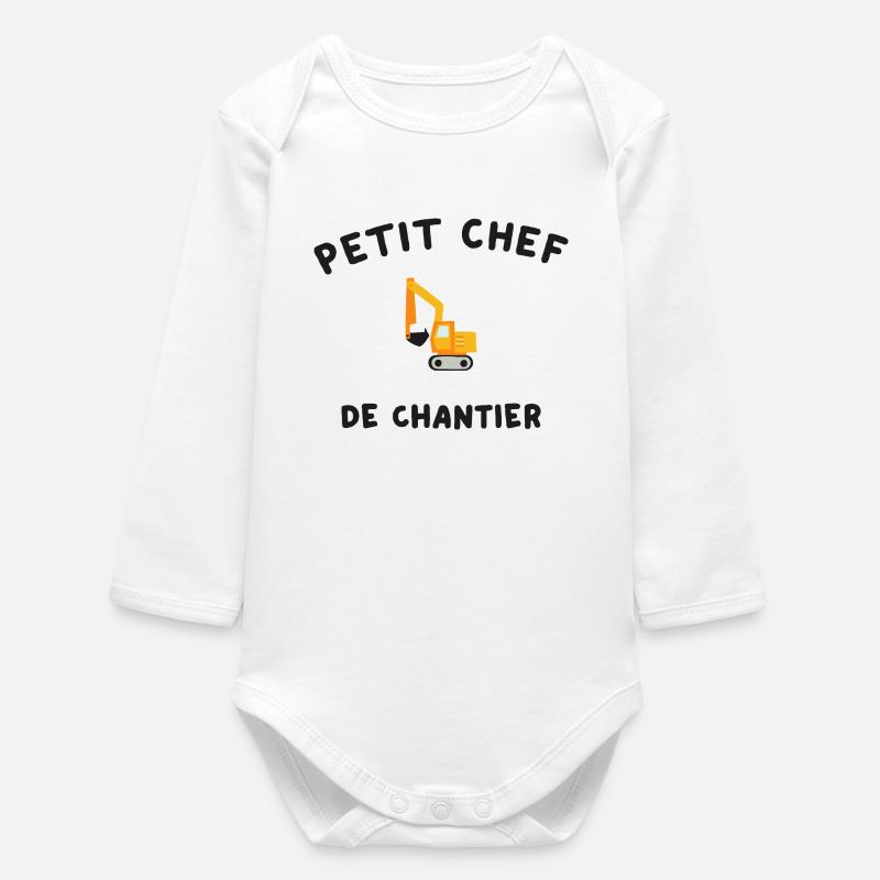 Small Construction Machinery Site Manager - Baby Organic Long-Sleeved Bodysuit - white