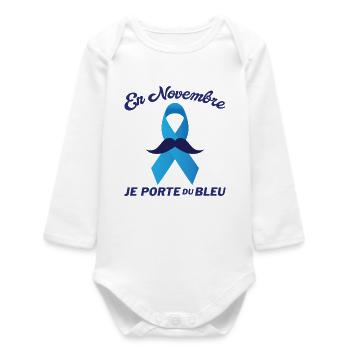 Mois de Sensibilisation au Cancer de la Prostate - Body bébé manches longues biologique - blanc - Devant