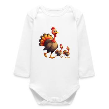 Bébé dinde de Thanksgiving - Body bébé manches longues biologique - blanc - Devant