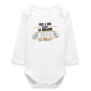 Meilleur Enzo Du Monde - Body bébé manches longues biologique - blanc - Devant