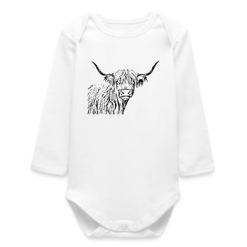 schottisches_Hochlandrind_T shirt_Geschenk - Baby Organic Long-Sleeved Bodysuit - white - Front
