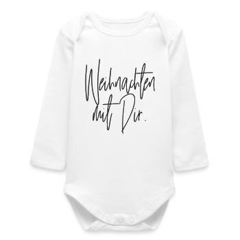 Weihnachten mit Dir Handschrift - Baby Organic Langarmbody - Weiß - Vorne