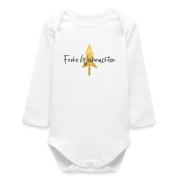 Goldener Weihnachtsbaum Schrift - Baby Organic Langarmbody - Weiß - Vorne