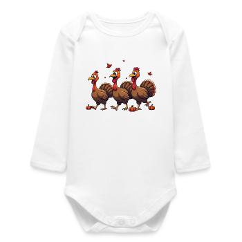 Bébé dinde de Thanksgiving - Body bébé manches longues biologique - blanc - Devant